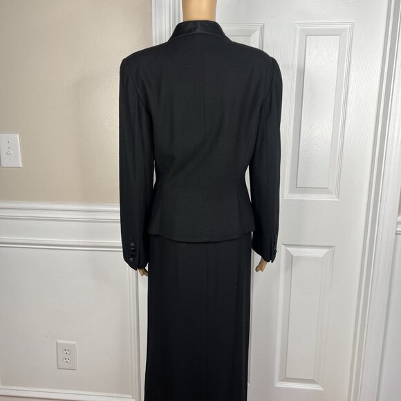 Kasper ASL Polyester Rayon Tuxedo VTG Skirt Suit 10 Black Double Breasted 2PC - Picture 9 of 12